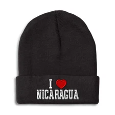 Beanies for Men I Love Nicaragua I Love Winter Hats for Women Acrylic Skull Cap