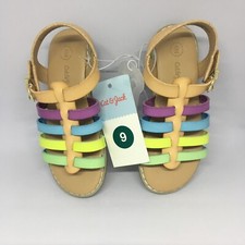 Toddler Girls Shanel Colorblock Fisherman Sandals Cat Jack Cognac Size 9T NEW