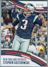 2016 PANINI KICKOFF THICK STOCK #38 STEPHEN GOSTKOWSKI #3/50-JERSEY NUMBER