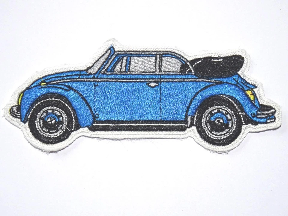 VOLKSWAGEN - AUTOMUSEUM + Aufnäher / Sticker / Patch für VW Käfer Cabrio blau