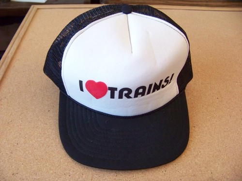 I Love Trains ! baseball cap hat mesh back adjustable