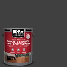 1/ 5 Gal Floor Paint Jet Black Epoxy Concrete For Garage Basement Patio Driveway