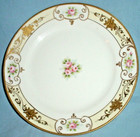 NIPPON 7.5" PLATE PINK ROSES BEADED EDGE w GOLD HAND PAINTED PORCELAIN — photo 2