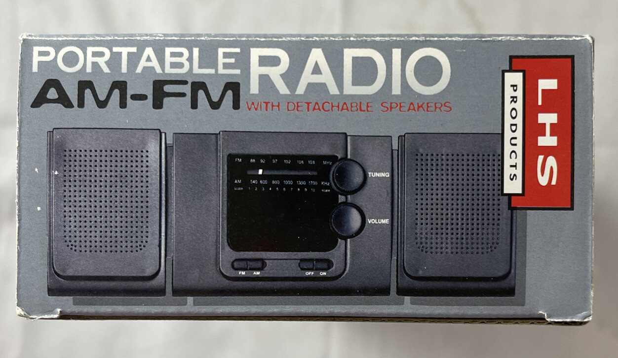 Portable Radio Mini AM/FM Radio Detachable Speakers Battery Powered LHS ...