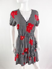 Madewell Black BIANCA Floral Ruffle Wrap  Dress Size 2 Candied Orchids Casual