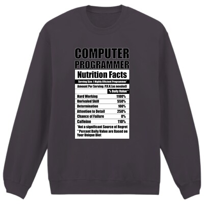 Computer Programmierer Pullover lustig Programmieren Nährwertangaben Geek Humor Sweatshirt