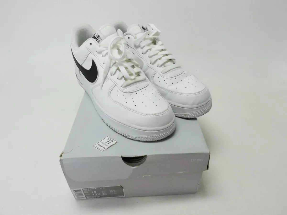 Nike Air Force 1 Low '07 3 White Black 2018 Men's Athletic Shoes Size 12