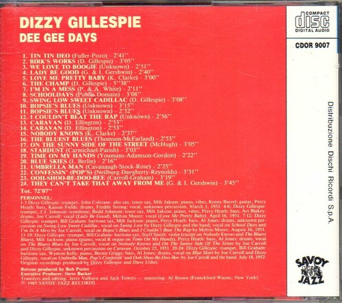 DIZZY GILLESPIE - DEE GEE DAYS - CD (OTTIME CONDIZIONI) - Imagen 2 de 2