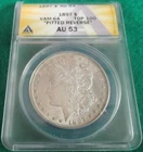 1897 MORGAN SILVER DOLLAR S$1 COIN. ANACS: AU 53. ANACS CERTIFICATION: 7280887