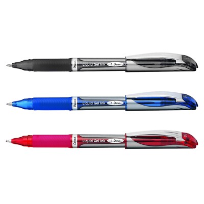 Pentel Energel BL60 Tintenroller 3er-Set – Mit Metallspitze, 1.0 Mm Feder In Schwarz, Blau & Rot
