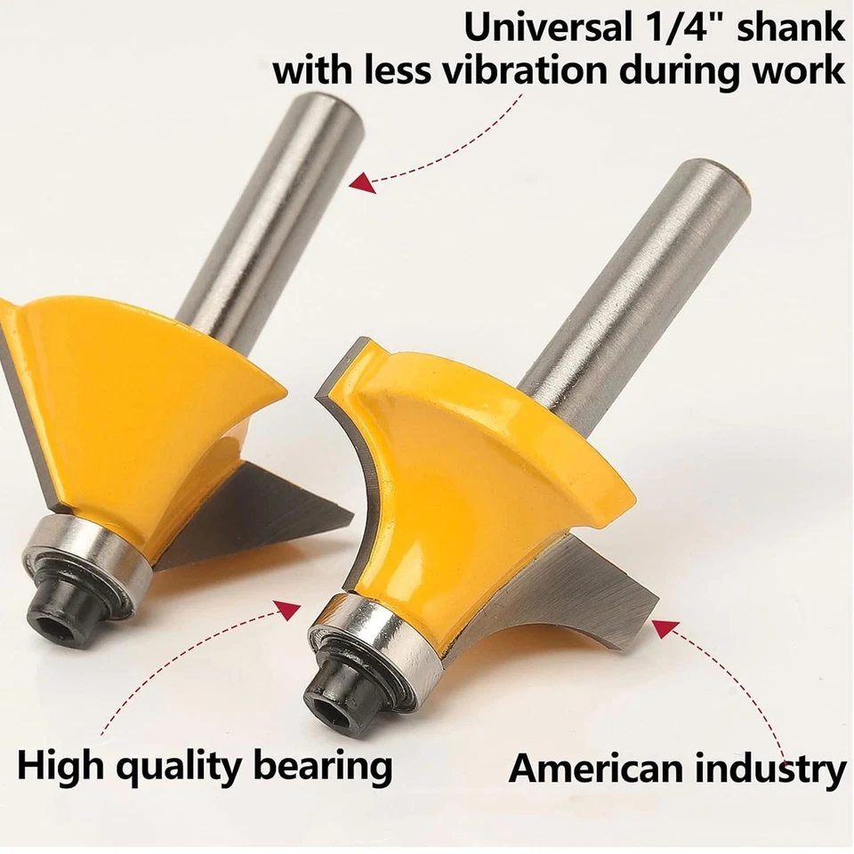 17Pcs 1/4" Tungsten Carbide Tipped TCT Router Bits Shank Wood Sealed Bearing Set - Image 4 of 4
