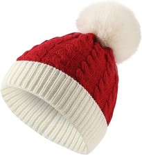 Christmas Knitted Hat for Toddler Baby Soft Warm Beanie Santa Red