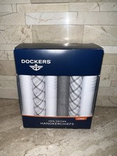 NEW DOCKERS 6 Pc MENS COTTON HANDKERCHIEFS GRAY  WHITE