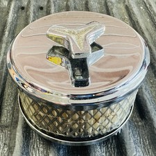 4 Round Chrome Air Cleaner For 2 Barrel Carb - With New Filter Custom Wingnut