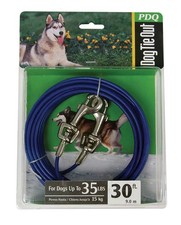PDQ Medium Blue/Silver Vinyl Coated Cable Dog Tie Out