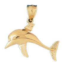 Dolphin Charm Pendant 14k Gold