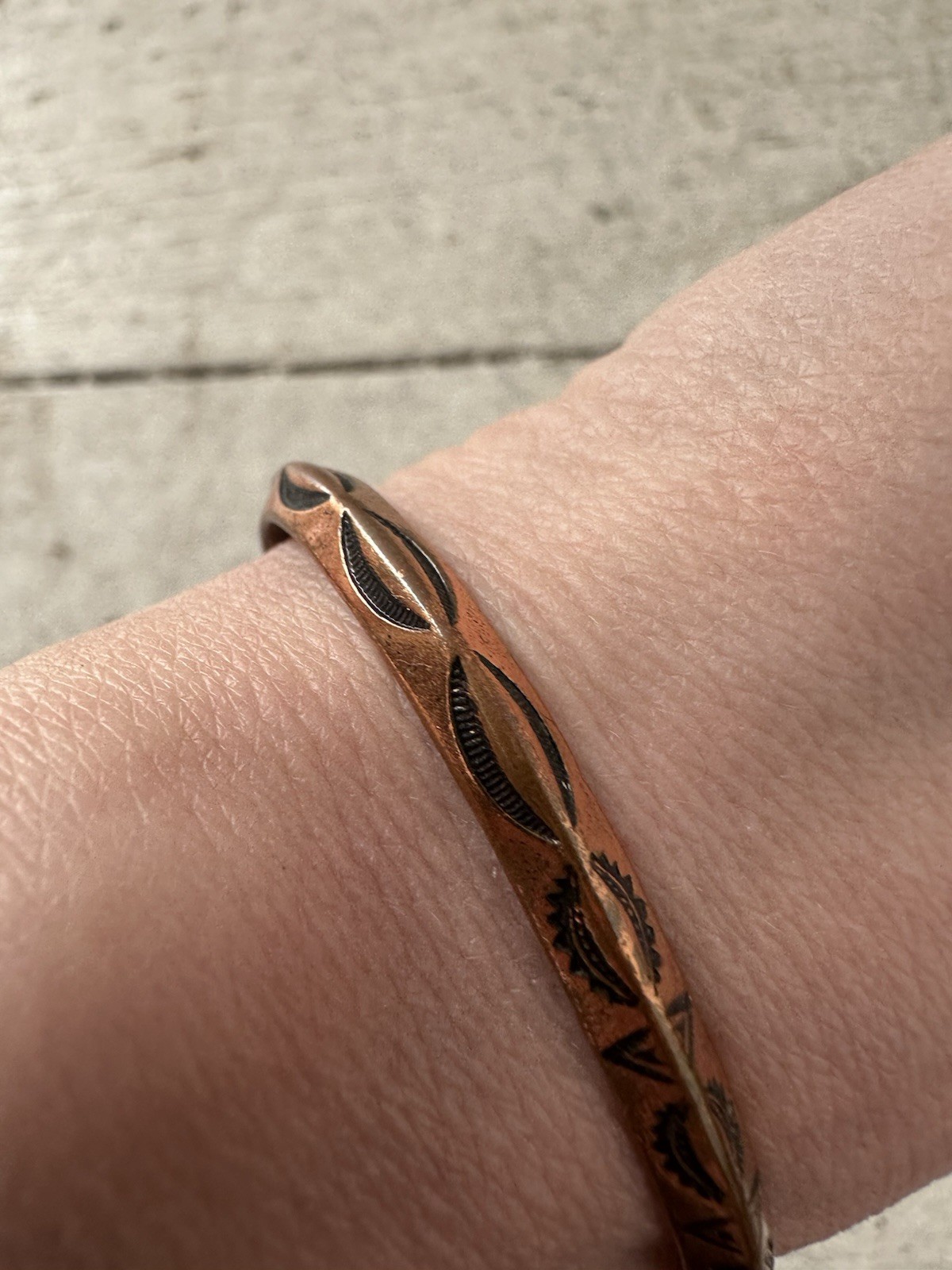 Vintage Native American Solid Copper Bracelet - image 2