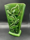 McCoy Vintage Pottery-Grape & Leaves-Green Glossy Vase-MCM