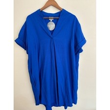 Niche Nilgun Derman Mila Dress Electric Blue Rayon Split V-Neck XL NEW WITH TAG