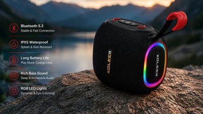 Koleer Bluetooth drahtloser Lautsprecher LED Licht tragbar extra Bass laut microSD UK