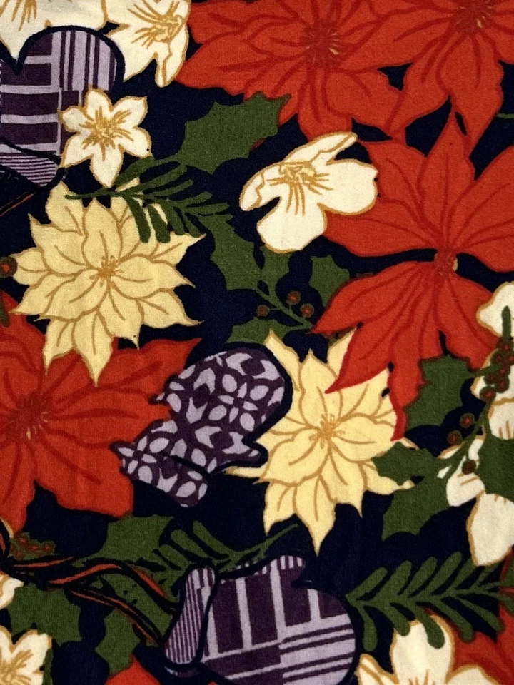 LuLaRoe Leggings TC Alto Curvilíneo Navidad Poinsettia MITTEN Vacaciones Flor Informal Foto 2 de 4