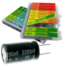 EEEEE 0.1uF－2200uF capacitors 20 Value 304pcs Individual Box Lid Electrolytic...