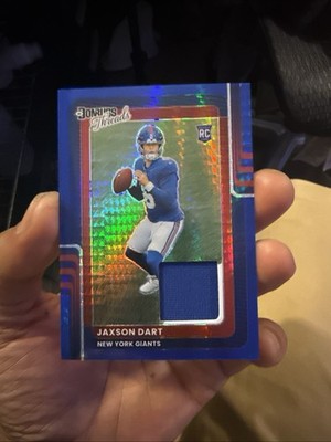 2025 Donruss Optic Blue Hyper Color Match Threads Jaxson Dart RC NY Giants