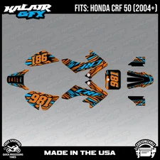 Graphics Kit for Honda CRF50 (2004-2012) or (2013+) Twitch - Orange Cyan