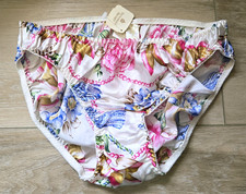 NWT Vintage Victoria's Secret Gold Label Multi Floral 100 Silk Bikini Panties M