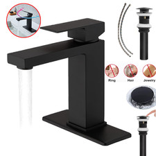 Black Bathroom Faucet Single Handle One Hole Bathroom Faucet with Pop Up Drain