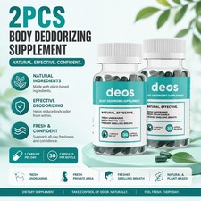 2 PACK DEOS Internal Deodorant Supplement for Full Body Odor Control, 30-Capsule