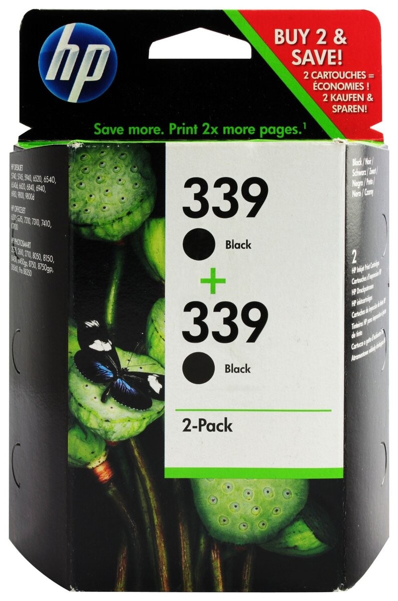 HP 339 noir C9504EE pack 2 pour éviter les bavures et imprimer de longs textes