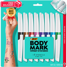 BIC BodyMark Temporary Tattoo Markers, 8 Count Pack of 1 , Polynesian Purple