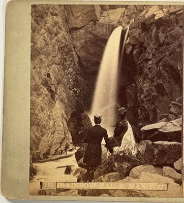 Rainbow Falls at Manitou in William s Canon, Colorado   Vintage Stereoview Card