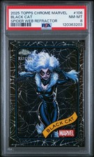 PSA 8 Black Cat #106 /399 Spider Web Refractor 2025 Topps Chrome Marvel