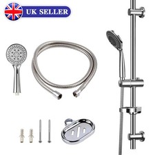 Shower Riser Rail Kit Adjustable Chrome Head Holder Bracket Bathroom Shower Rod