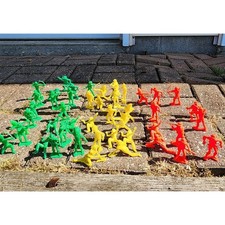 Vintage Toy Lot of 46 Cowboys Indian 2.5" Red Green Yellow Unbranded