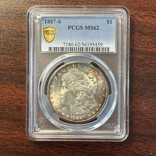 1887-S PCGS MS62 MORGAN DOLLAR BEAUTIFUL COLOR