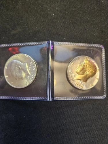 2 silver Kennedy Half Dollar 1976 Bicentennial Coins, one Danburymint 24k goldp