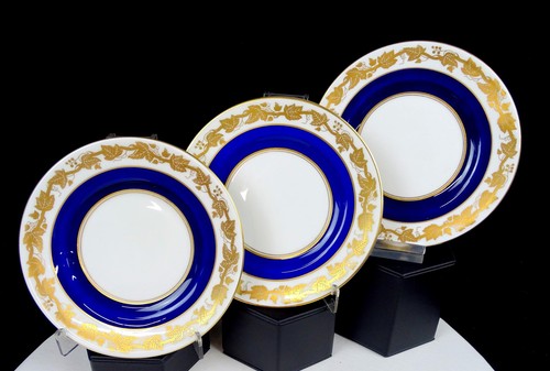 Wedgwood Porcelain Whitehall Mazarine Blue 3 Pc 6" Bread And Butter Plates 1957-