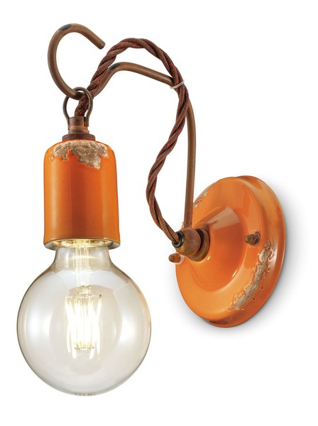 Wandlampe Keramik Metall B: 11 Cm Klein Handarbeit Orange Wand Leuchte Innen-image