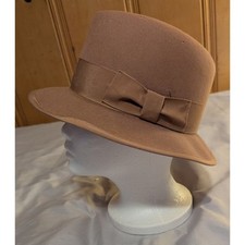 Vintage 1950's Men's Wool Fedora Hat Size Medium Tan Dorfman Pacific Stockton