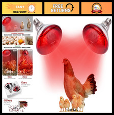 2-Pack 150W Heat Bulbs for Chicks  Reptiles, Infrared Basking Lamp for Geckos 