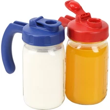 2 Pack Wide Mouth Mason Jar Lids with Handle, Airtight & Leak-proof Seal, Eas...