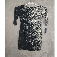 Chaps Womens Sheath Jersey Dress Black White Abtsract Pattern Size XL NWT 100.00