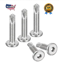 50Pcs Hex Socket Self Tapping Screws 1/4x1-1/4" 410 Stainless Flat Head