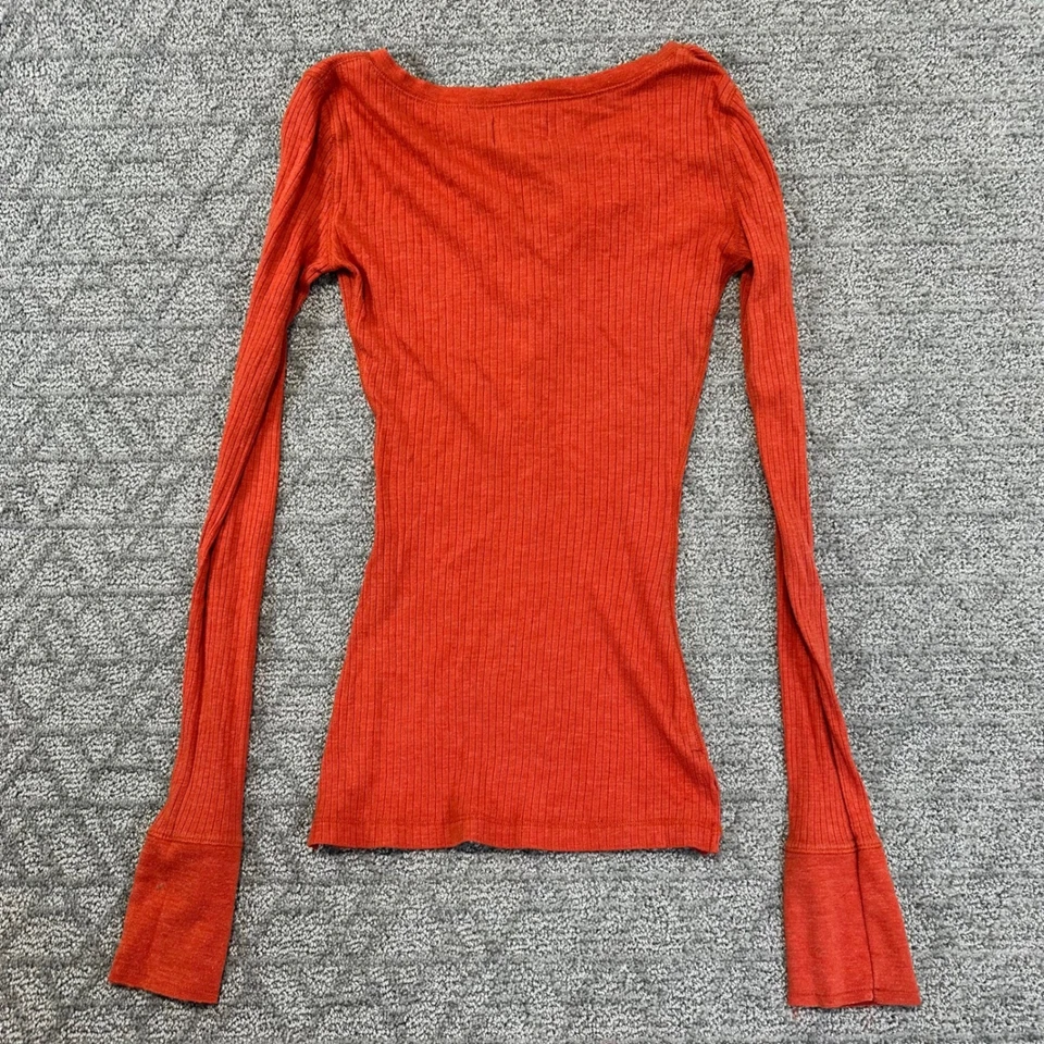 Top Henley de Colección Y2K Hollister Naranja Acanalado Manga Larga XS Foto 4 de 4