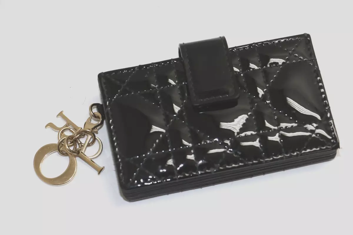 Lady Dior 5-Gusset Card Holder Black Patent Cannage Calfskin