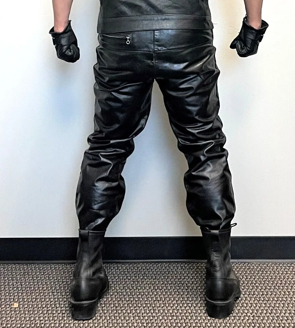 HARLEY DAVIDSON Leather Pants 90s Black HD Biker Pants Motorcycle