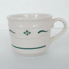 Longaberger Green Woven Traditions 3" Coffee Mug Pottery USA Very Good